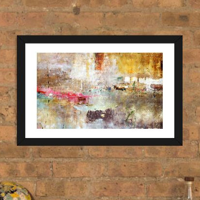 « Rain Clouds », reproduction, H 24 po x l 32 po x P 1 po, Cadre noir