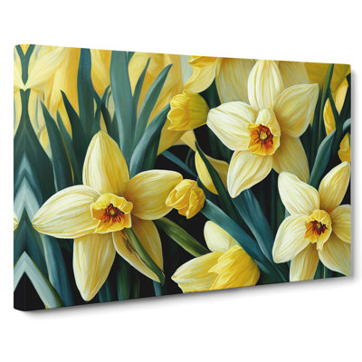 Bewitching Daffodil Flowers - Wrapped Canvas