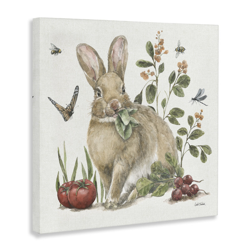 «Rabbit & Butterfly Garden» par Leslie Trimbach, H 24 po x l 24 po