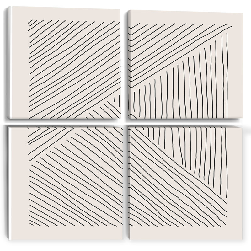 Minimal Geometric Lines II - Modern, reproduction d'art sur toile, ensemble de 4 pièces