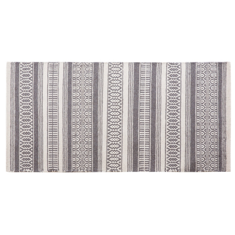 Handgefertigter Teppich Payas aus Baumwolle in Dunkelgrau