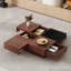 Table basse de rangement en bois d'acacia de 35 pouces au design intemporel et amplement de rangement pour la vie moderne