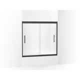 Finesse 55.5 in. H Double Added Frameless Tub Door with Header and Clear Glass