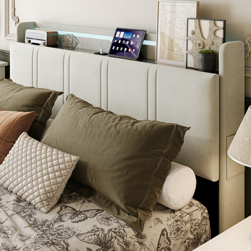 Upholstered Ottoman Bed, EuropeanKingsize (160 x 200 cm)