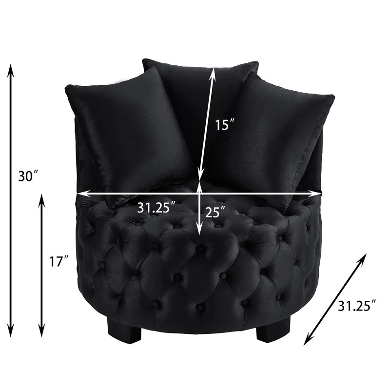 Chaise d'appoint contemporaine rembourrée et capitonnée, Noir