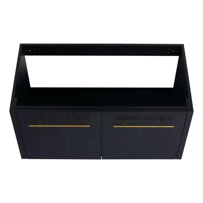 Meuble de salle de bain en châtaignier noir de 36 po, design contemporain avec console de rangement abondante de 36 po, châtaignier, flair de nombreuses options