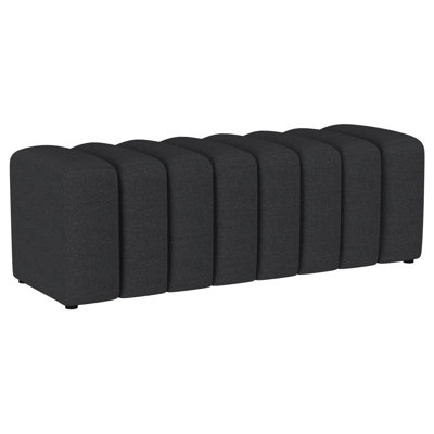 Delsur Charcoal Fabric Upholstered Tufted Accent Bench