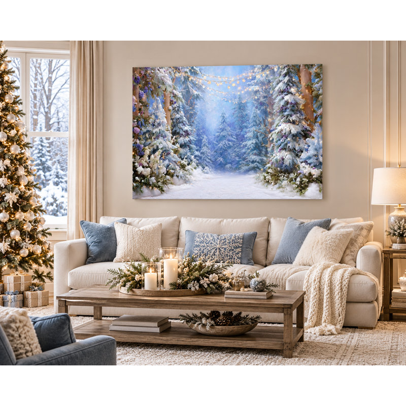 «Winter Lights Enchanted Path», art mural sur toile tendue, H 36 po x l 48 po