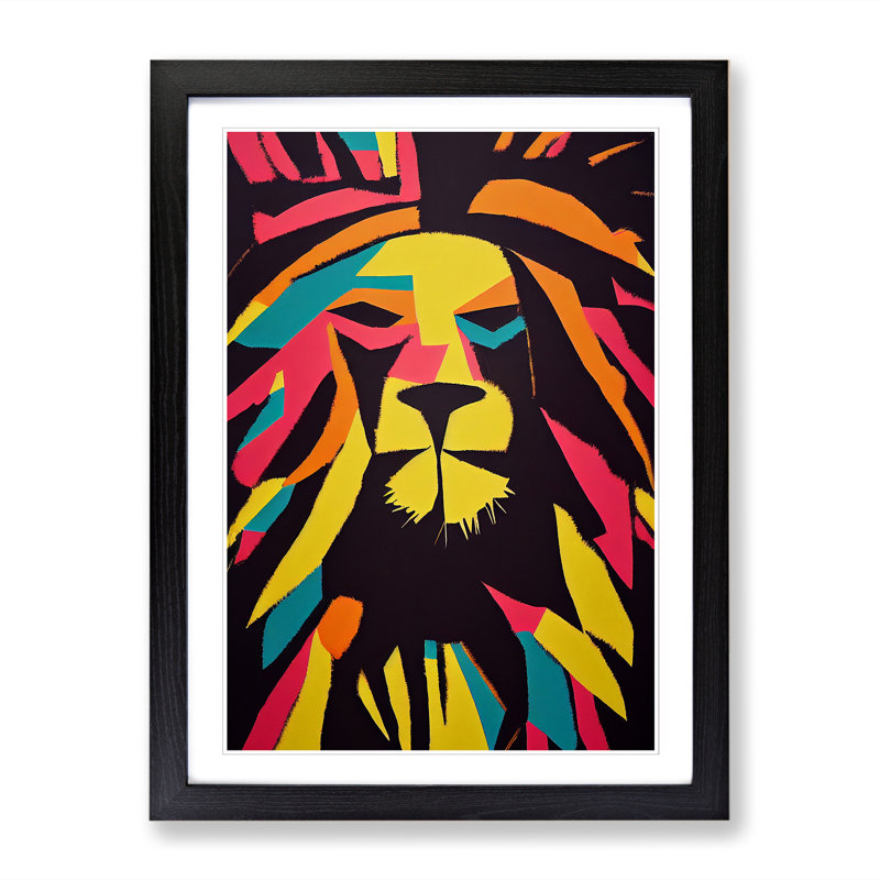 Lion Abstract Vol.1 - Picture Frame Print, Black, 64cm H x 46cm W x 2cm D
