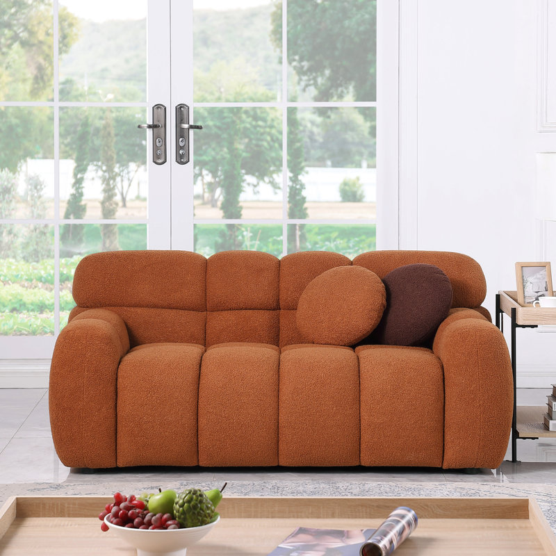 Brown Boucle Marshmallow, 2 places, pour un salon décontracté avec des sièges confortables