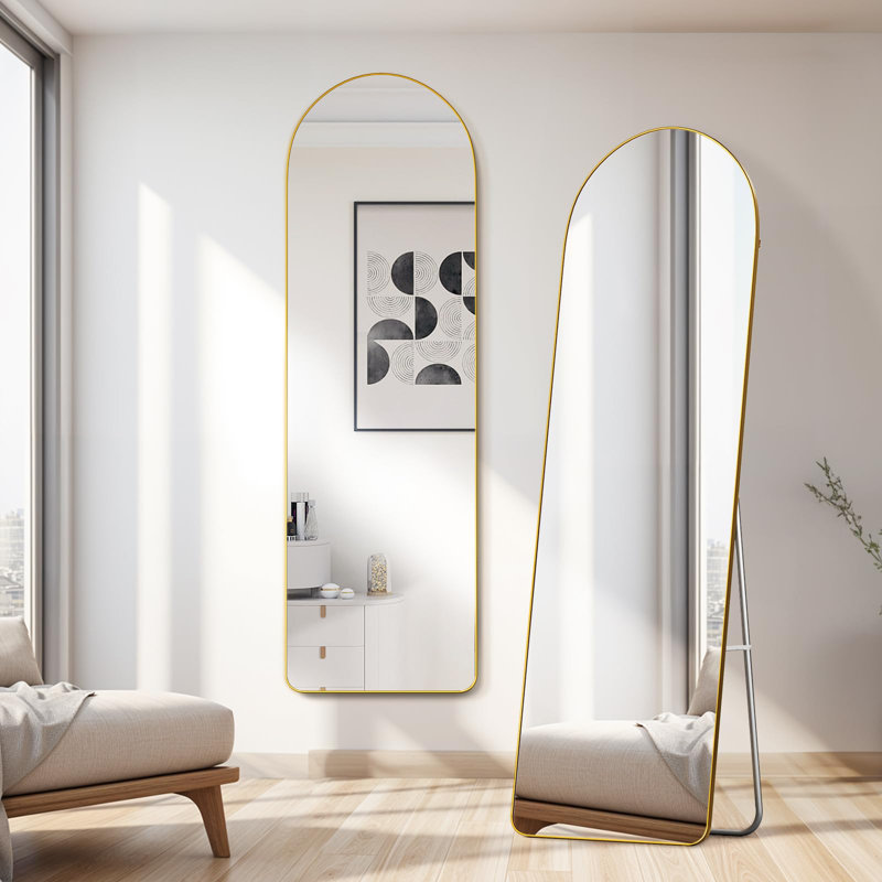 Metal Arch Floor Mirror, Gold