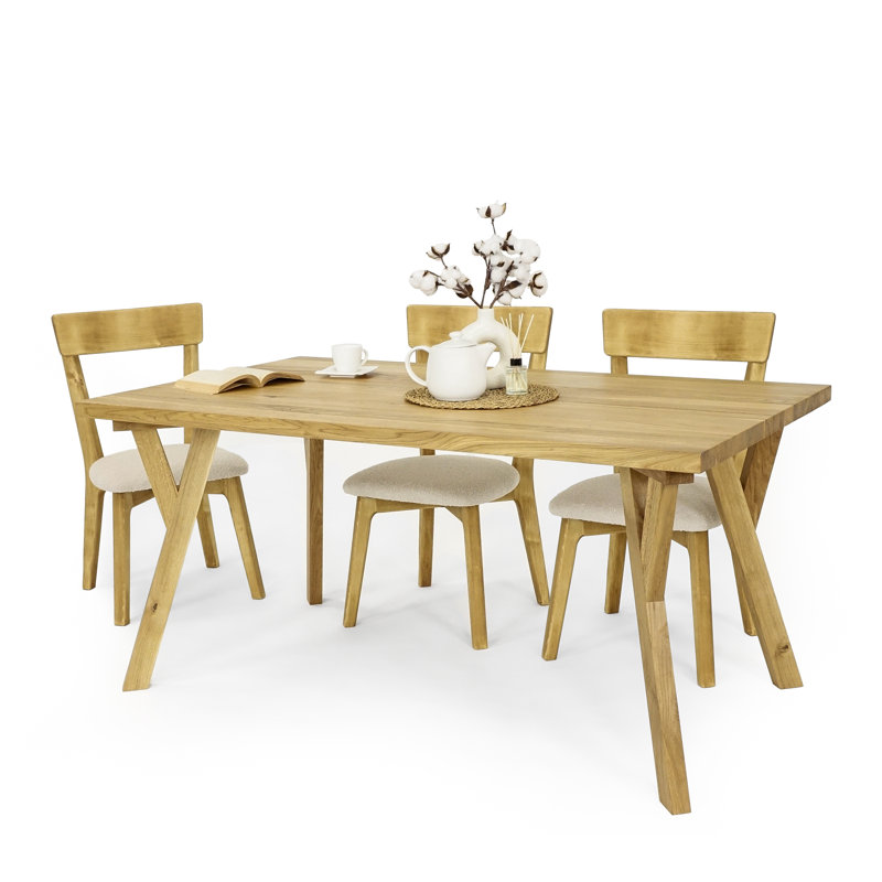 Dolins Oak Solid Wood Dining Table, 76cm H x 200cm L x 90cm W, Brown Oil