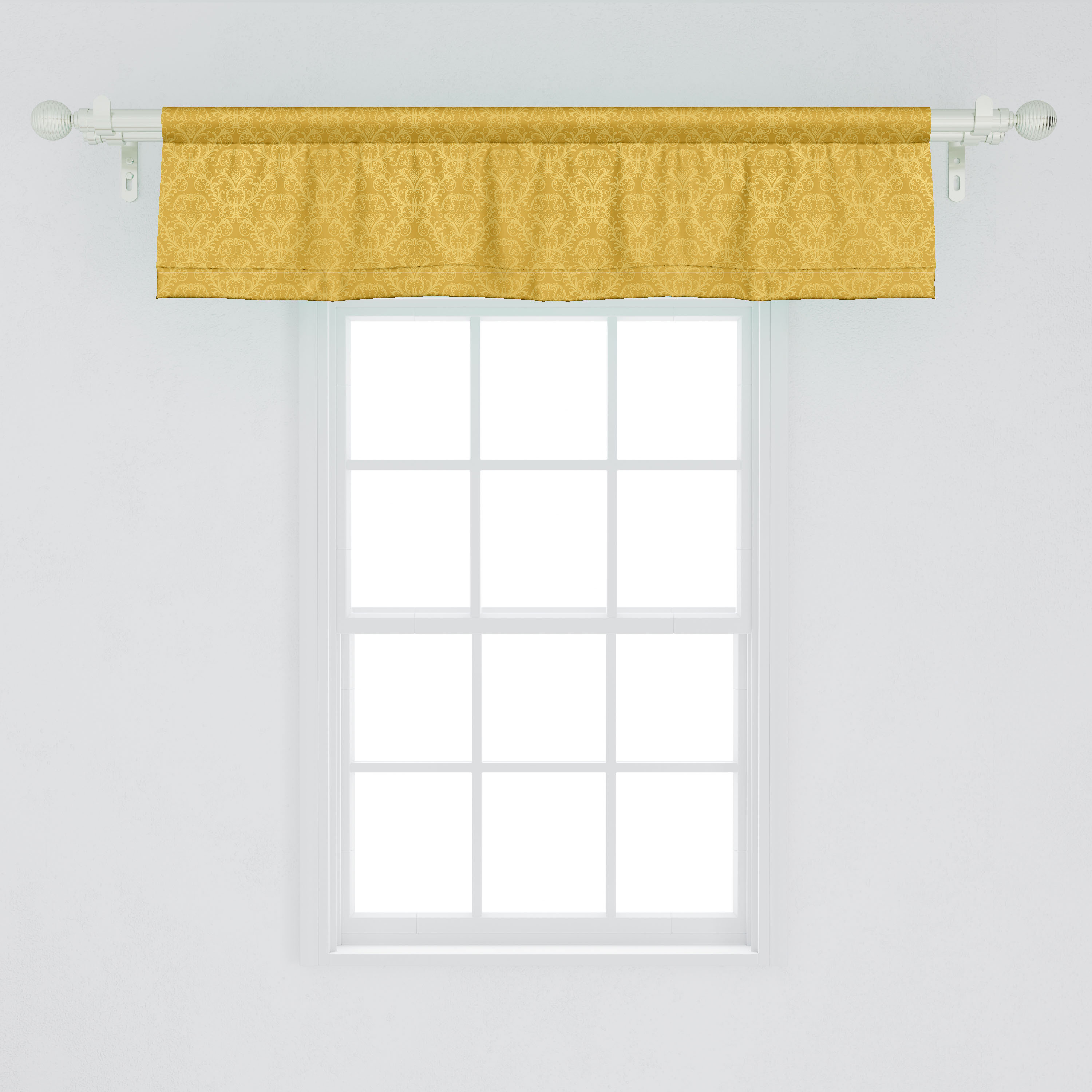 Ambesonne Yellow Damask Valance Pack of 2 Plant Earth Yellow Pale ...