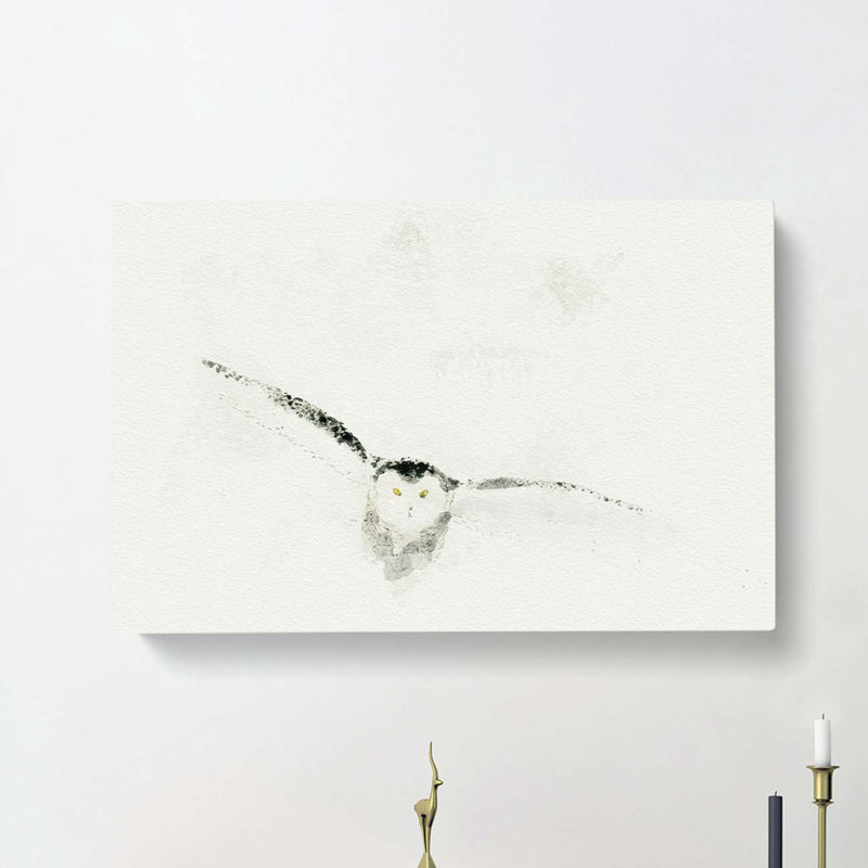 Snowy Owl In Abstract - Wrapped Canvas Painting, 35cm H x 50cm W x 3cm D