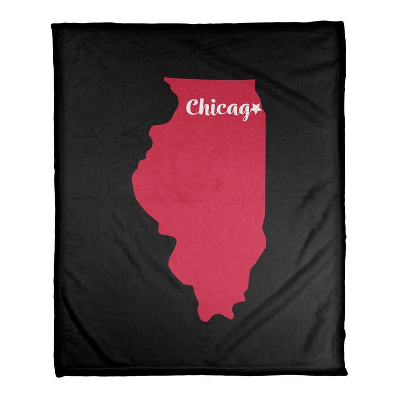 Couverture pour polaire home illinois, 30" x 40", Noir / Rose