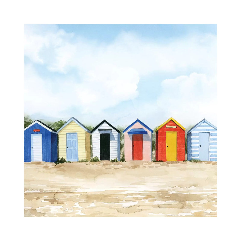 «Beach Huts I» par Grace Popp, reproduction d'art sur toile tendue, H 12 po x l 12 po x P 0,75 po