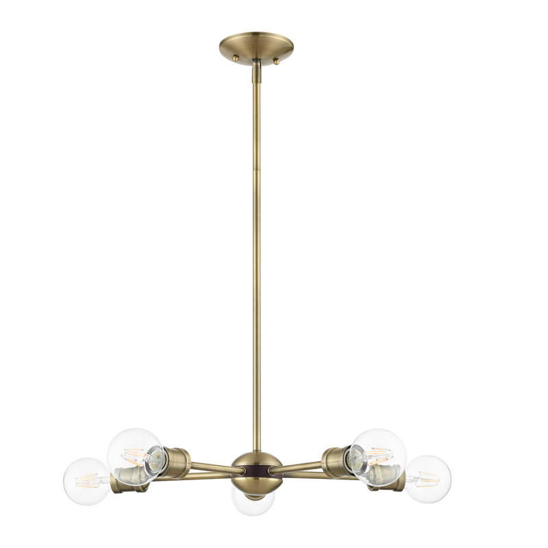 Lustre sphérique Spoutnik à 5 lumières, Laiton antique