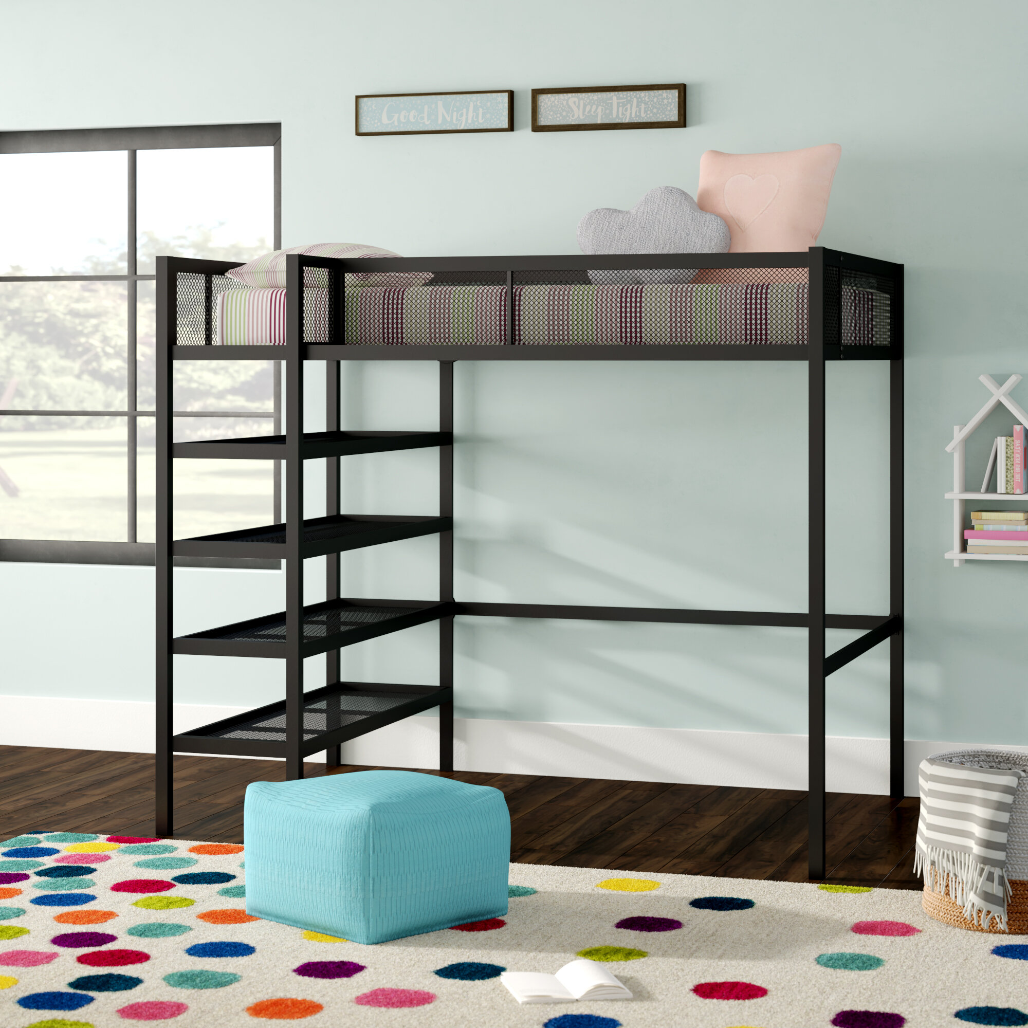 Viv + Rae Hileman Twin Metal Loft Bed with Bookcase by Viv + Rae™ & Reviews  | Wayfair