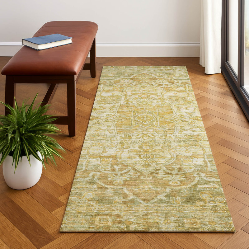 Premium Machine Washable Lucchesi AMF1728 Global Rug, Runner 2'3" x 7'6"