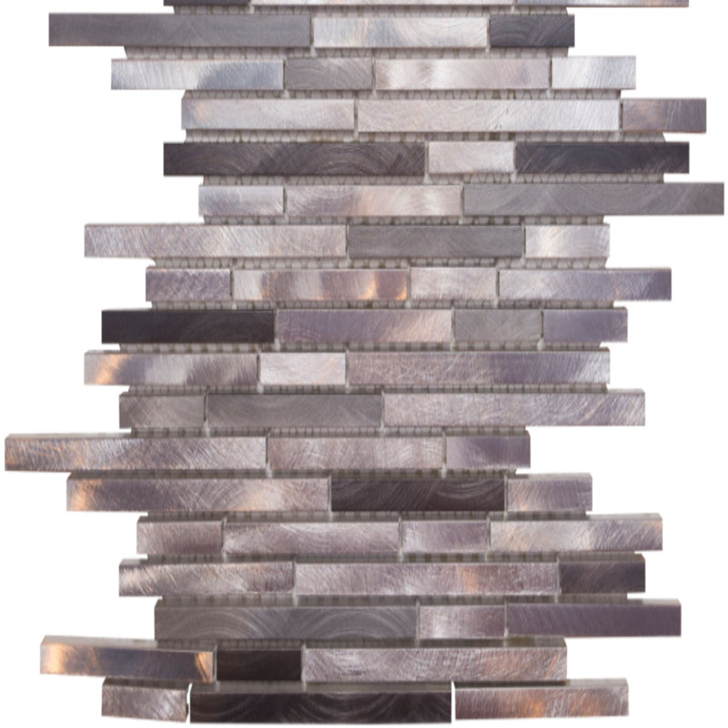Carreau de mosaïque linéaire en verre 12 po x 12 po Victory, Gris / blanc