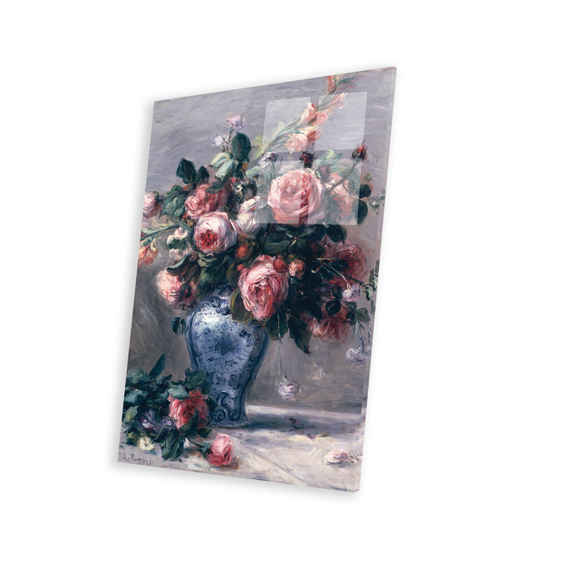 Vase de roses, impression sur verre acrylique