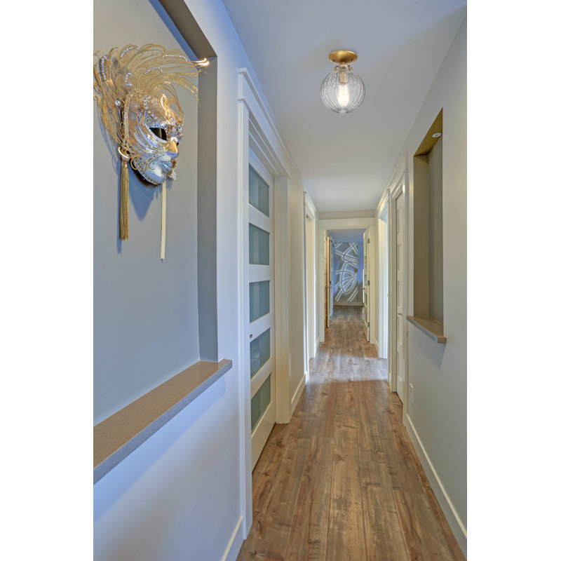 Kaydan 1-Light Dimmable Semi Flush Mount, Natural Brass