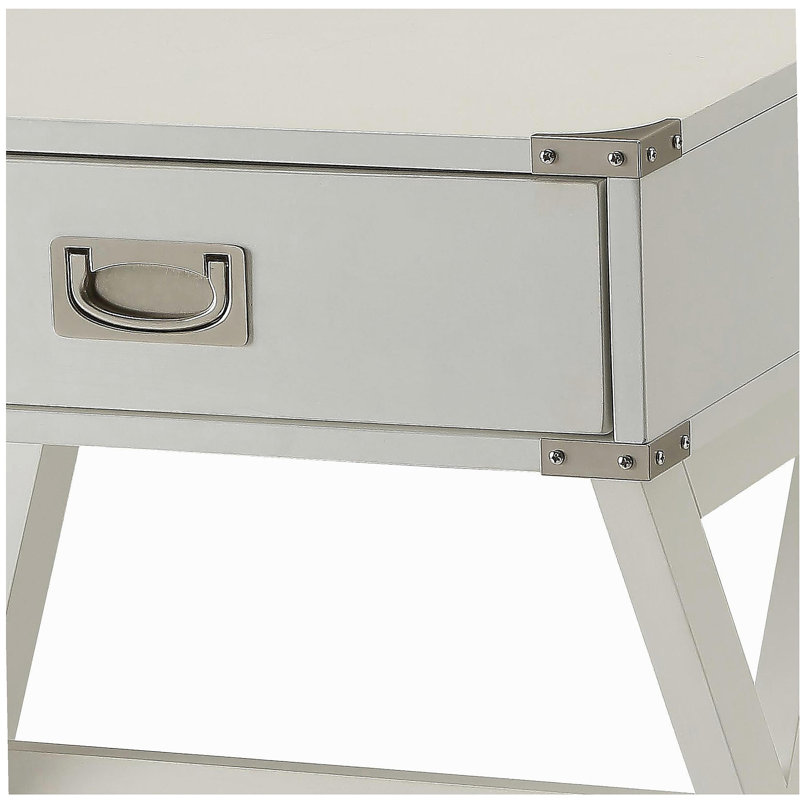 White 1-drawer End Table
