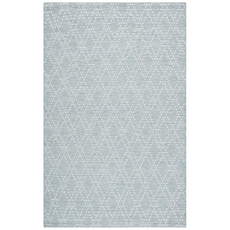Tapis intérieur / extérieur en polypropylène / polyester Herdon 850 bleu / gris, Rectangle 4 pi x 6 pi