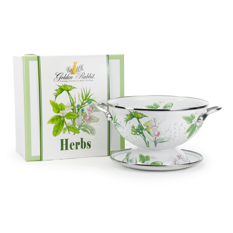 Golden Rabbit Enamelware Herbs Colander Set
