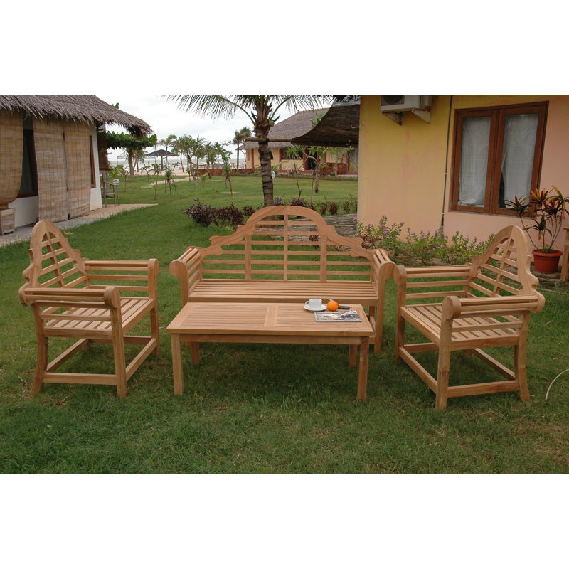 Marlborough Outdoor 4 - Piece Teak Conversation Set, (No Cushion)