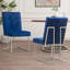 Ensemble de 2 chaises de salle à manger rembourrées en velours Mercer41 avec pieds en acier inoxydable, bleu marine
