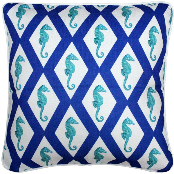 Capri Geometric Reversible Throw Pillow, 20" H x 20" W x 6" D, Blue