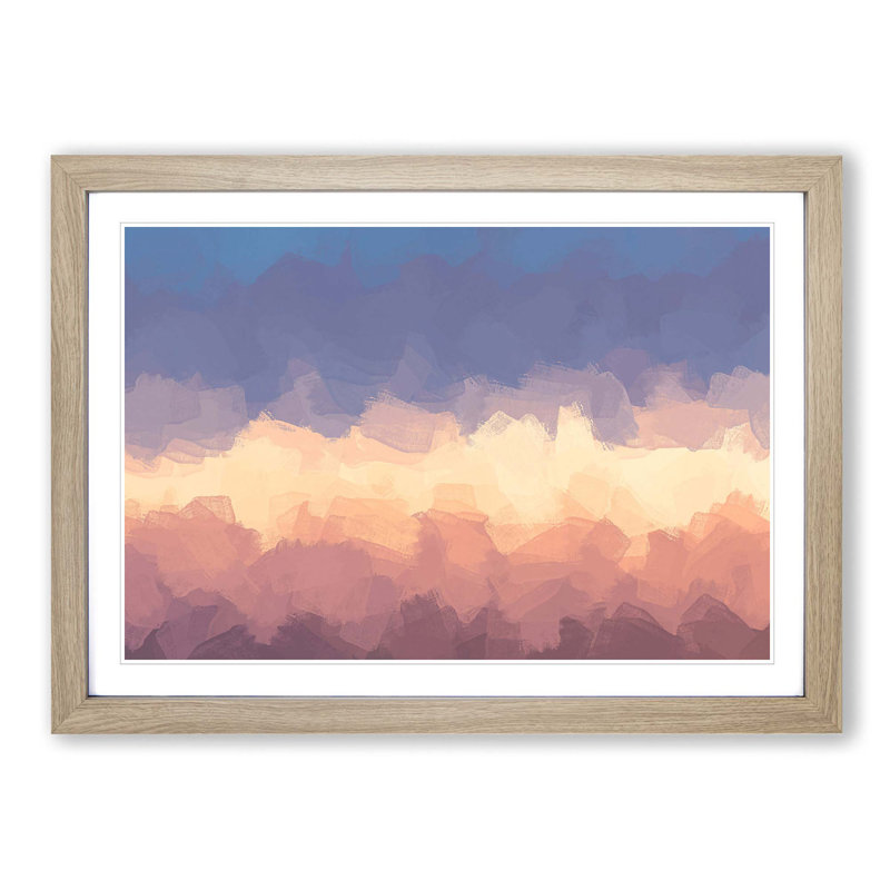 Cloud Stripes in Abstract - Picture Frame Graphic Art Print, 48cm H x 65cm W x 2cm D, Oak Framed