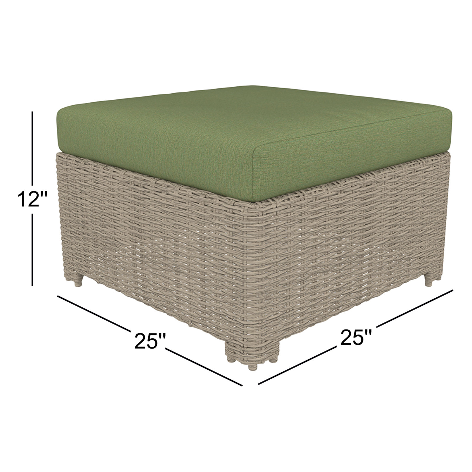 Henri Sunbrella® Patio Ottoman, Canvas Fern
