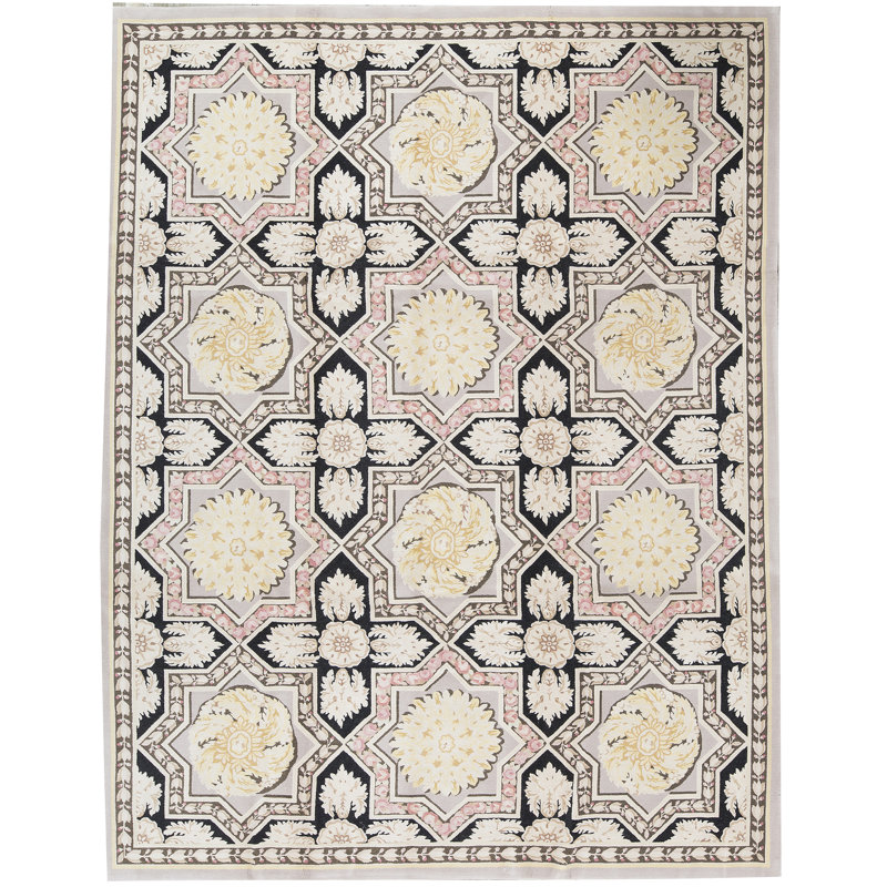 Hand-Knotted High-Quality Black and Gray Area Rug