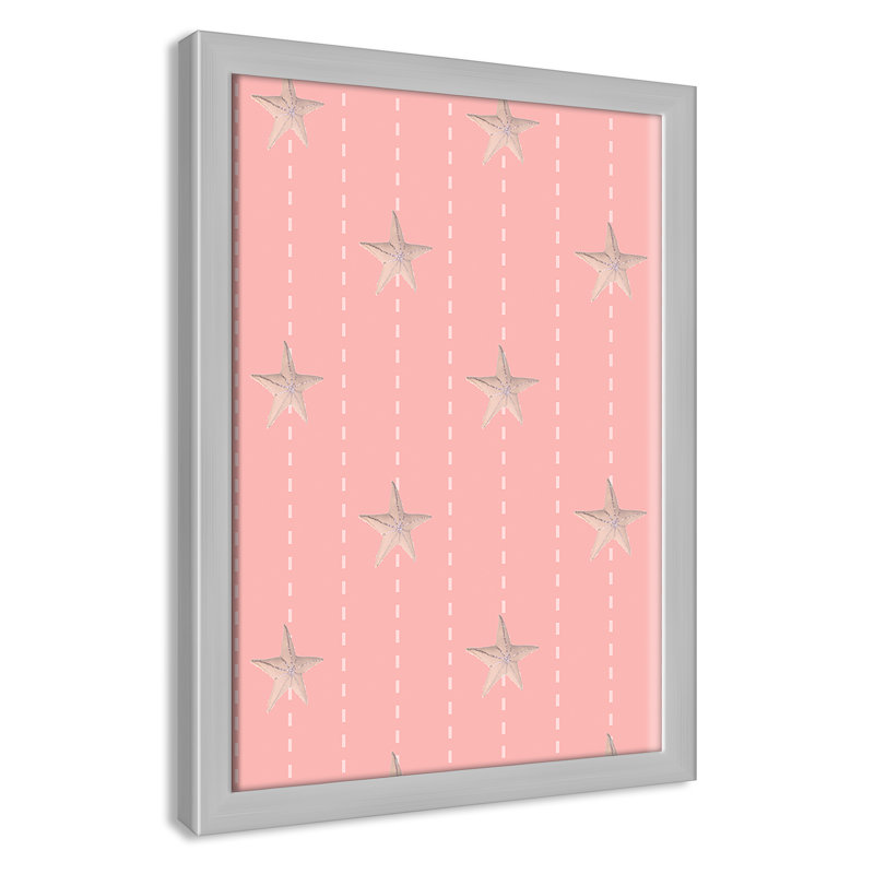 Étoile de mer fantaisiste au point, H 34,5 po x l 24,5 po x P 1,18 po, Encadré de boîte argent