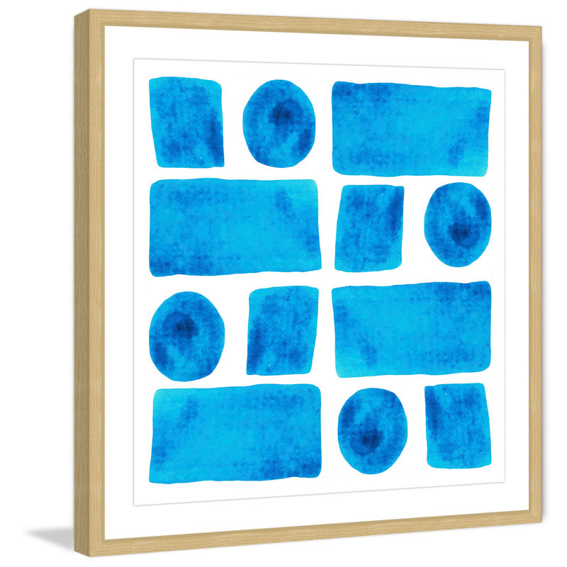 " Blue Method " by Marmont Hill, 32" H x 32" W x 1.5" D, Natural Framed