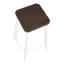 Square Barstool In Vintage White Metal And Espresso Wood-Pressed Grain Bamboo - Set Of 2