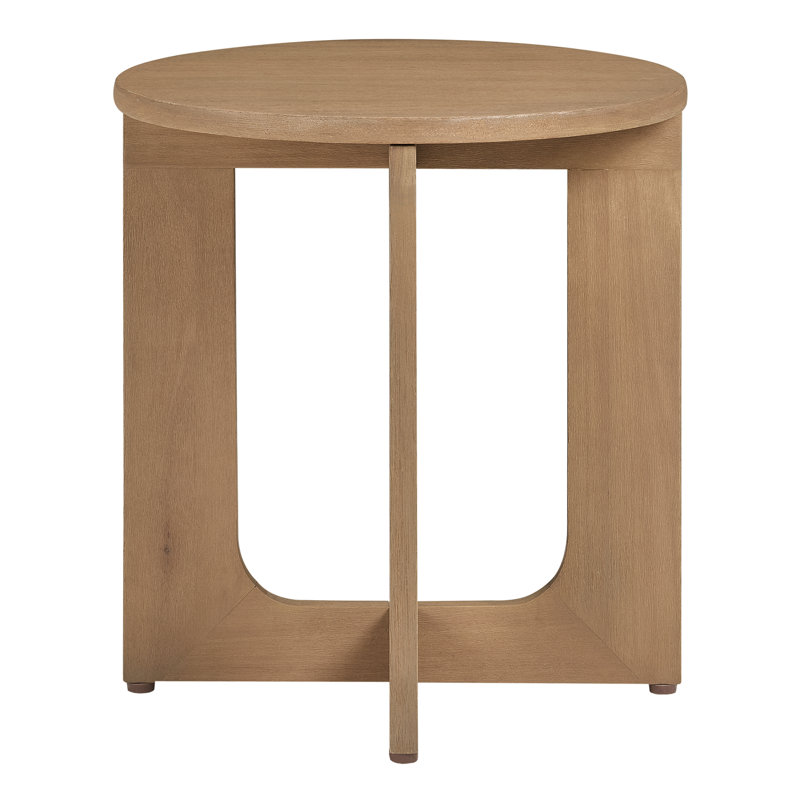 18.1'' Geometric Side Table With Circle-And-Cross Base And Solid Wood Construction