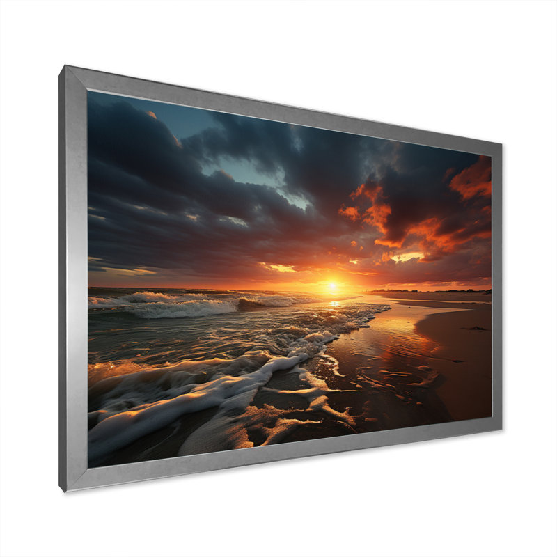 Photo de plage Sables d'or XXV - reproduction sur toile, H 34 po x l 44 po x P 1,5 po, Cadre simple gris