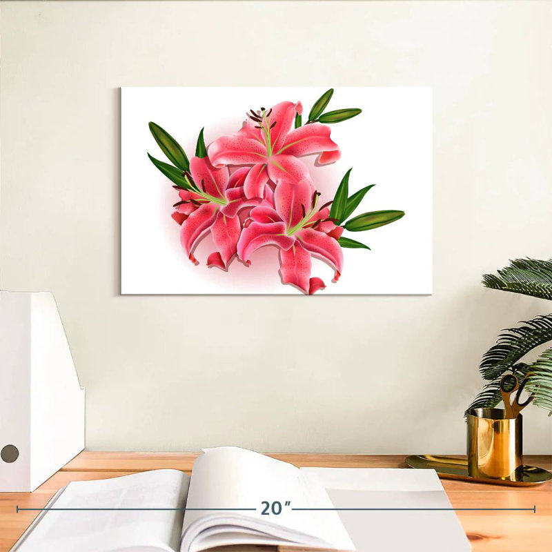 Harnek - jolies fleurs de lys roses, H 8 po x l 12 po