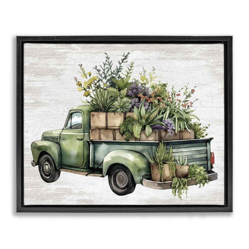 Art mural sur toile flottant Greenery, Cadre flottant noir de jais, H 17 po x l 21 po