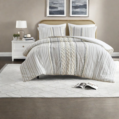 Sophisticated Cotton Bedding Set, Ivory Chenille, Modern Bedroom