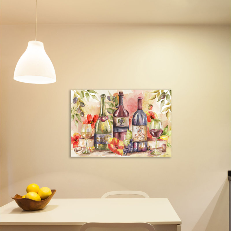 «Wine and Poppies» par Tre Sorelle Studios - Reproduction d'art graphique sur toile, 24 po x 36 po