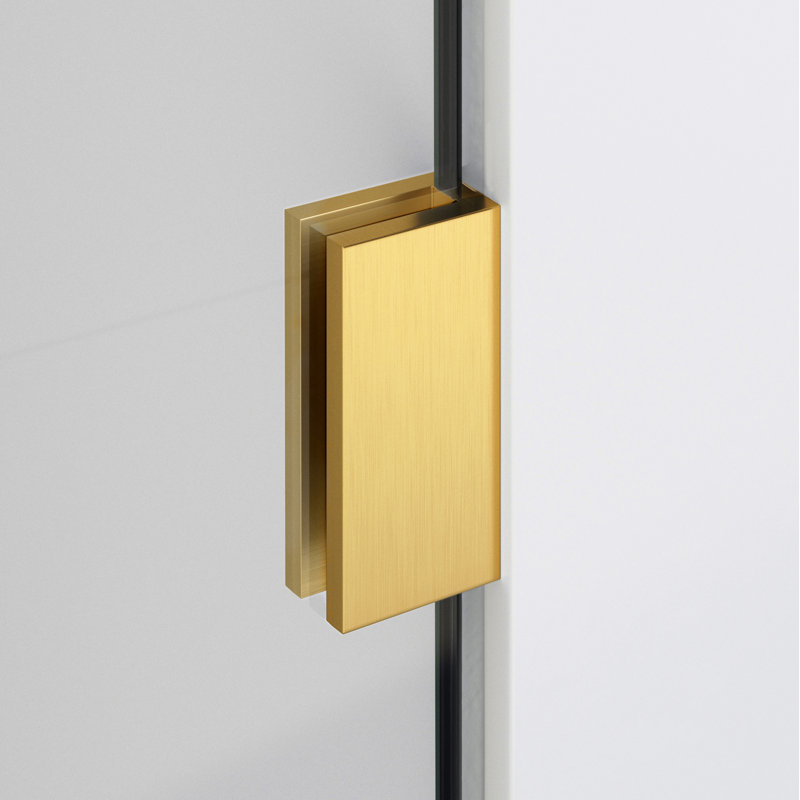 78" H Pivot Frameless Shower Door, Satin Brass