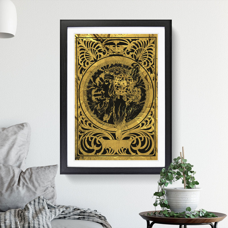 Gold by Zantine by Alphonse Mucha - Picture Frame Graphic Art, 65cm H x 48cm W x 2cm D, Black Framed