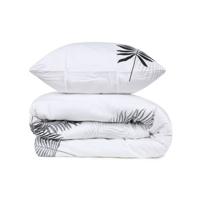 Ensemble de housse de couette simple 100% coton Ranforce XL, gris et blanc | Housse de couette: 61 x 79, taie d'oreiller: 31,5 x 31,5 | 140 fils, lavable à la machine, fermeture à boutons | Literie élégante et confortable pour toute chambre à coucher
