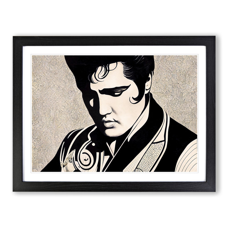 Elvis Presley Deco Vol.2 - Single Picture Frame Painting, 46cm H x 64cm W x 2cm D, Black 