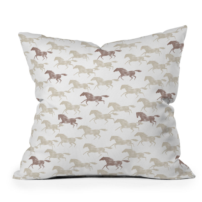 Coussin extérieur Little Horse, Cheval brun / blanc, Carré 16 po