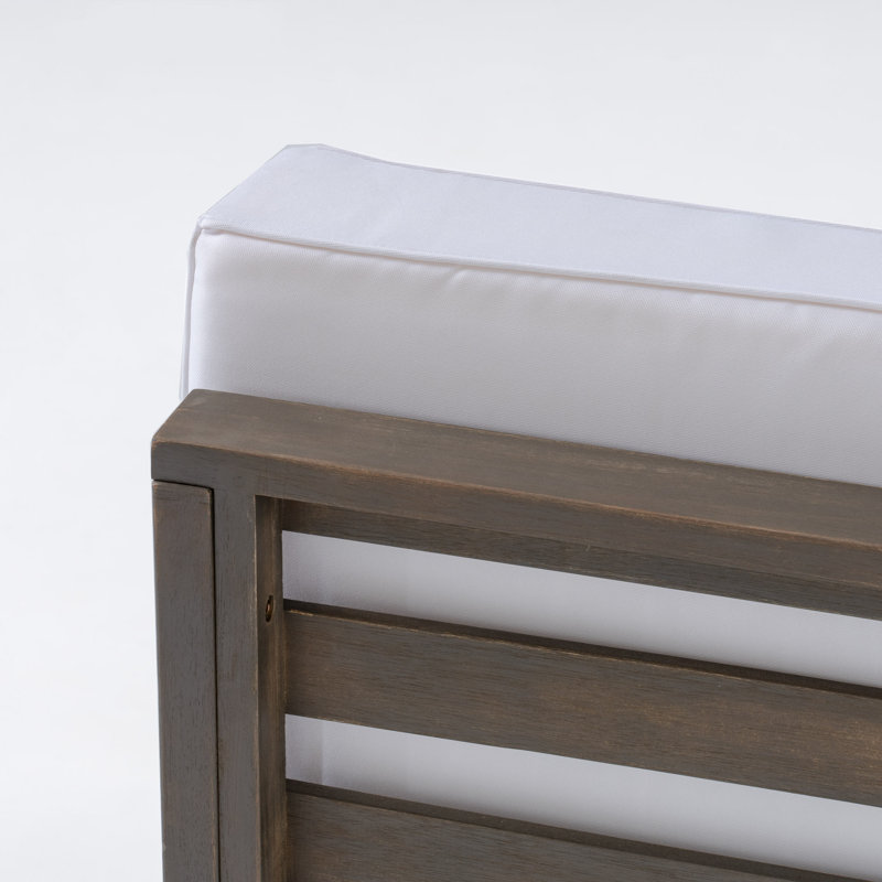 Ensemble de conversation modulaire en teck 9 pièces avec coussins, Structure grise / coussin blanc